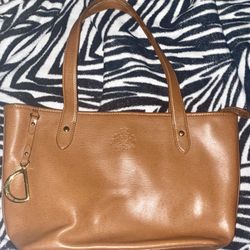 Ralph Lauren Sloan Street Classic Tote Tan Brown Bag with Gold Accents