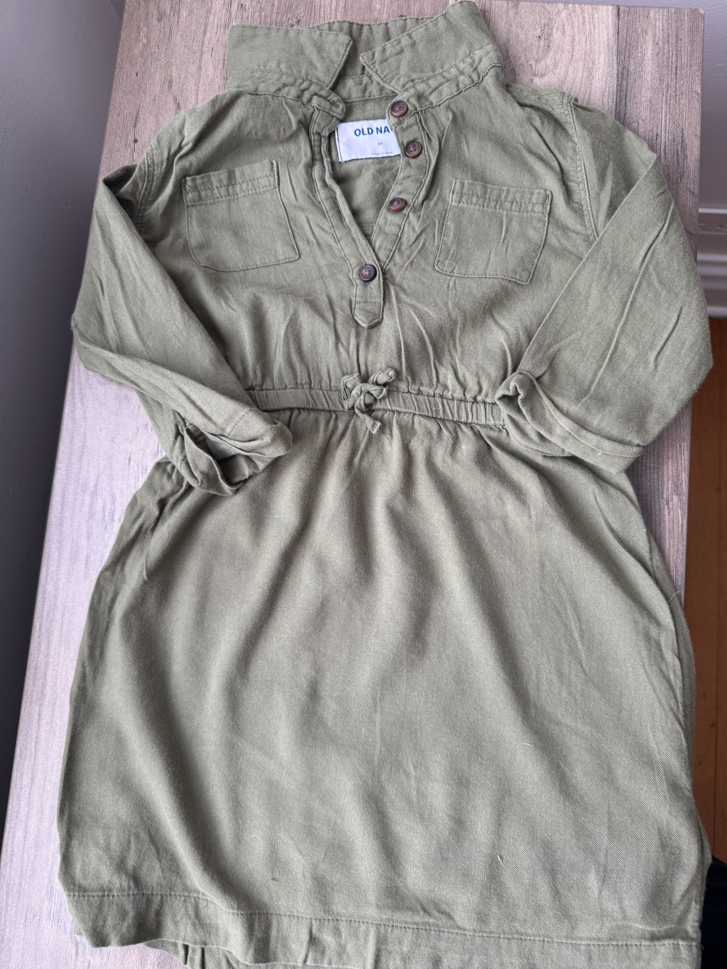 Old Navy Olive/Sage Green Utility Dress – Size 5T
