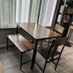 Table, Bench, 2 Chairs