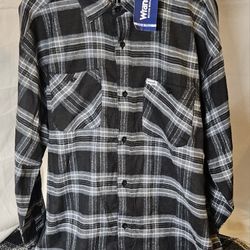 Wrangler Plaid Flannel Shirt Mens Size 2XLT Gray 