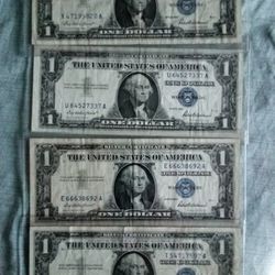 1957 Silver Certificate Lot Of 4 Notes