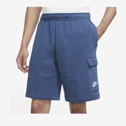 Mens Nike Sportswear Club Fleece Cargo Shorts- Size MEDIUM Dark Marina Blue