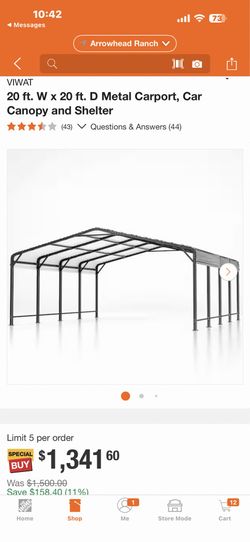 20 ft. W x 20 ft. D Metal Carport, Car Canopy and Shelter