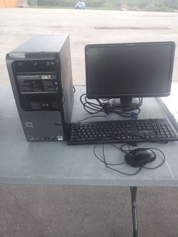 Desktop computer computer tower monitor keyboard and mouse