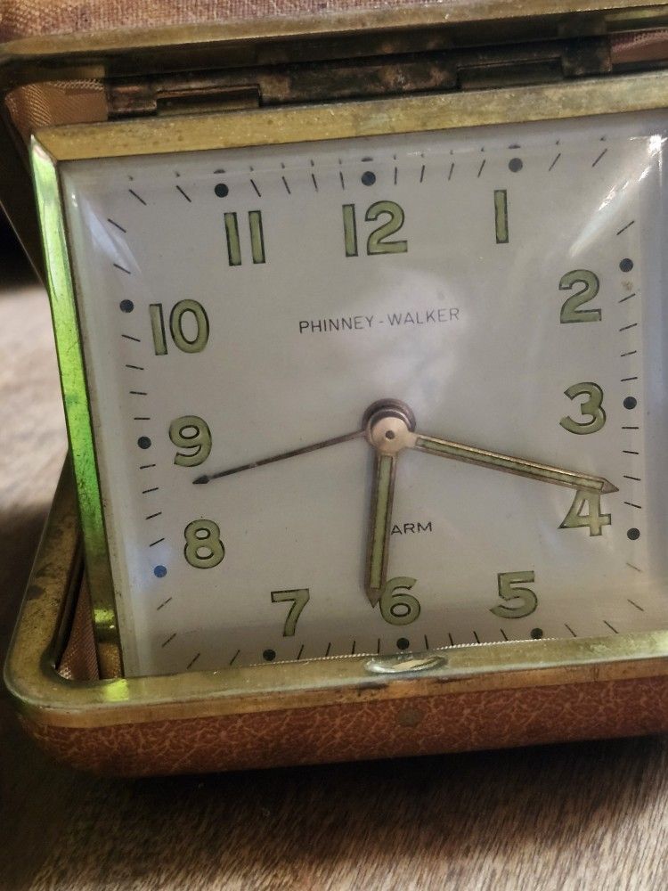 Vintage Travel Alarm Clock by Phinney-Walker, Germany