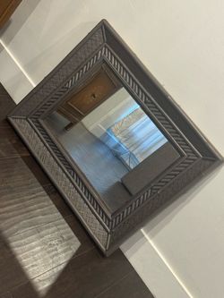 Square Wall Mirror with Woven Frame