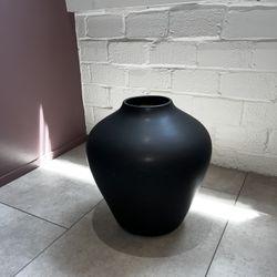 West Elm Pure Black Matte Ceramic Vase - 14.5” Pot
