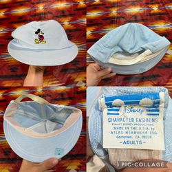 Vintage Disney Character Fashions Light Blue Mickey Adult Sun Hat Strapback