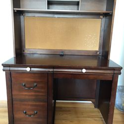 Wood Desk with Hutch