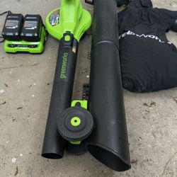 Greenworks Leaf Blower / Vacuum – Dual Battery + Attachments