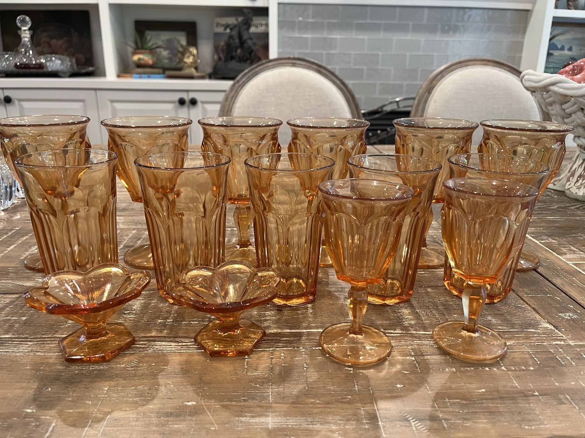 Magnificent Amberina Antique Glasses Set Of 15