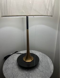 Mid-century brass and marble table lamp