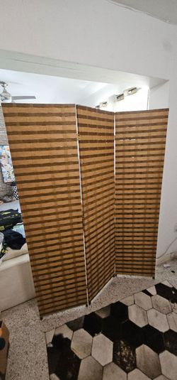 Woven Wood 3-Panel Folding Room Divider 54" wide 71" tall