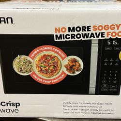 Chefman Microcrisp 1.1 cu. ft. Countertop Microwave Oven + Crisper, 1800 Watts, Black *New*