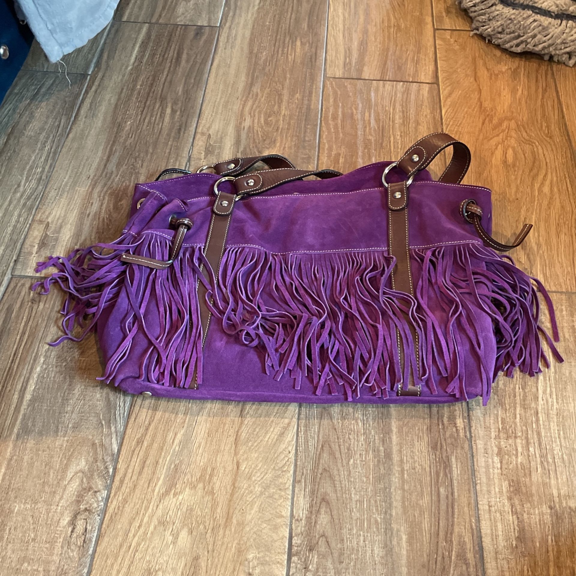 Purple Fringe Leather Purse