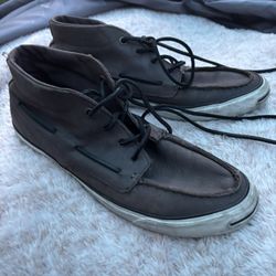 Converse Jack Purcell Black Leather Sneaker Boots Unisex Shoes Men 9 , womens 10,5 
