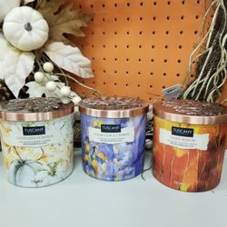 Tuscany Candel Autum Collection Scented Fall Wrapped Jar 12 oz New