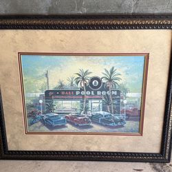 Michael Young Eight Ball Pool Room Lithograph  Robin Morris Signed 113/500