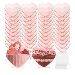 Mini Heart Shaped Dessert Cups with Spoons 2.7 oz plastic 100 Pzs