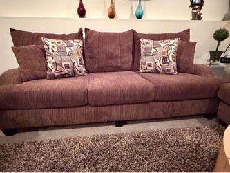 2-Piece Corduroy Living Room Set - Couch & Loveseat (Brown)