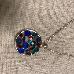 Colorful, beautiful pendants, chain necklace, abstract random design