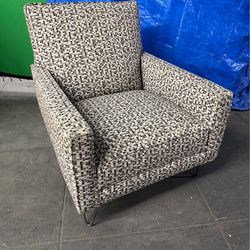 Low Profile Geometric Digital Print Arm Chair with MCM Hairpin Legs
