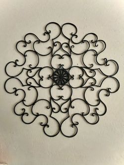 Set Of two Scroll Metal Medallion, Accent Wall Art