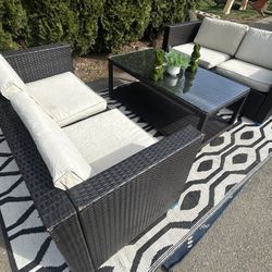 Patio Furniture With Beautiful Glass Top Table 