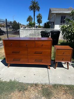 Alton cherry mid century dresser w/ Nightstand
