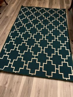 Teal Geometric Area Rug