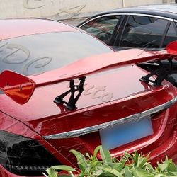 Universal 57" TYPE-1 Painted Red ABS GT Trunk Adjustable Bracket Spoiler Wing -(2-SP-6801GT-PRD
