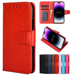 Red Frame Card Holder Button Closure Flip Phone Case For