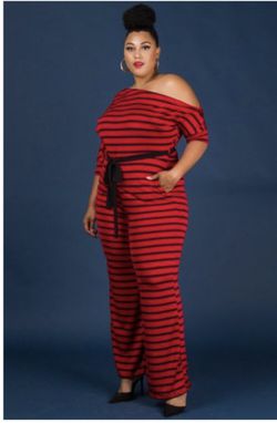 Red and black jumpsuit