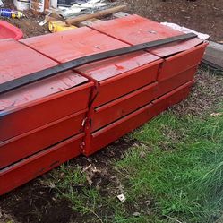 Metal bench with drawers
