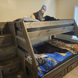 Wooden Bunk Bed With stairs And Drawers