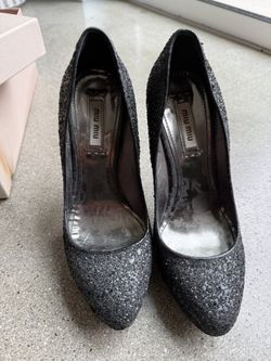Miu Miu Black Glitter Pumps