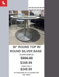 36" ROUND TOP W/ ROUND SILVER BASE