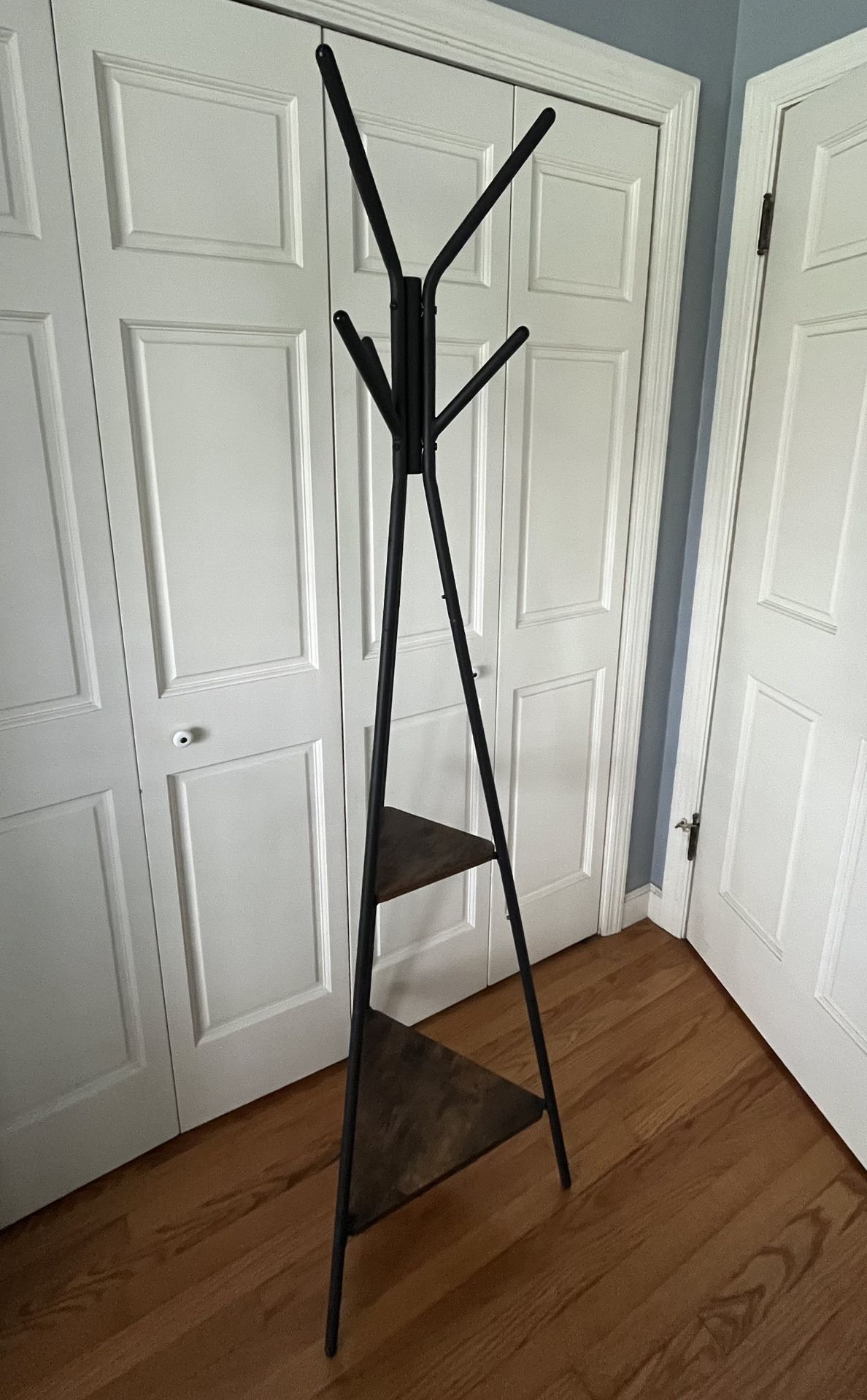 Coat Rack Freestanding, Coat Hanger Stand, Hall Tree with 2 Shelves