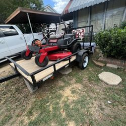 Lawn Care Starter Bundle: Trailer, Zero Turn Mower, and Weedeater