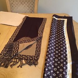 Versace scarf and silk Louis Vuitton scarf selling them for $140 each make a perfect last minute gift