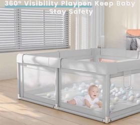 Hiaksedt Baby Playpen 50x50 Inch, Play Pens for Babies and Toddlers Baby Fence, gray.