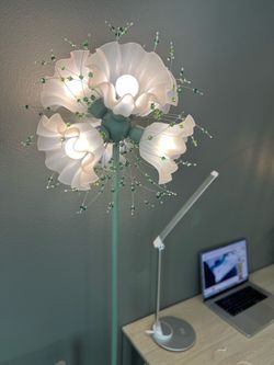 Tall Crystal Green Flower Floor Lamp