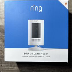 Ring Stick Up Cam Plug-In | Weather-Resistant Outdoor Camera, Live View, Color Night Vision, Two-way Talk, Motion alerts, Works with Alexa | White