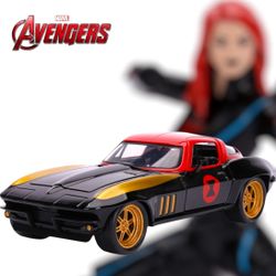Marvel Avengers Black Widow & 1966 Chevy Corvette - Jada Hollywood Rides 1:24