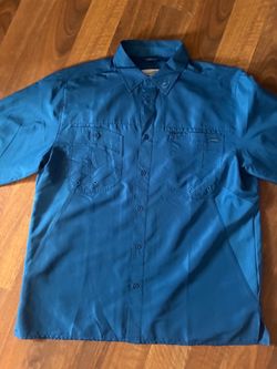 Blue long Sleeve Fishing Button-Up Shirt