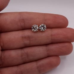 2 Carat Round Stud Lab Grown Diamond Earrings 14K White gold