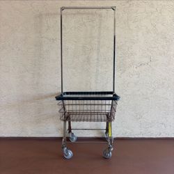 One Used Rolling Commercial Laundry Cart With Casters