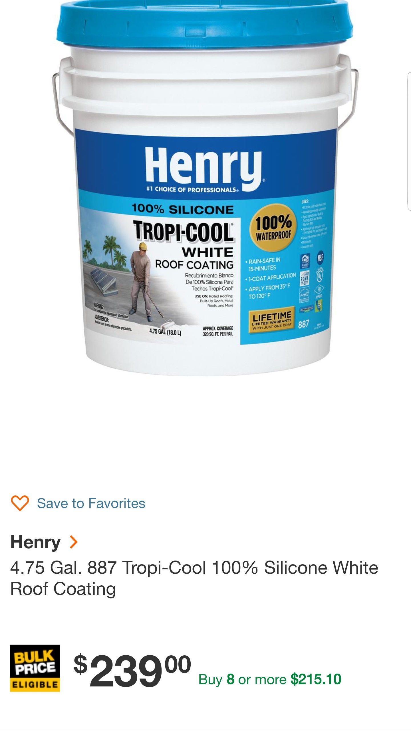 Henry 4 75 Gal 887 Tropi Cool 100 Silicone White Roof Coating For henry-s-tropi-cool-rv-roof-coating-pop-up-camper-youtube