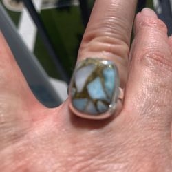 COOL AMAZONITE COPPER TURQUOISE RING