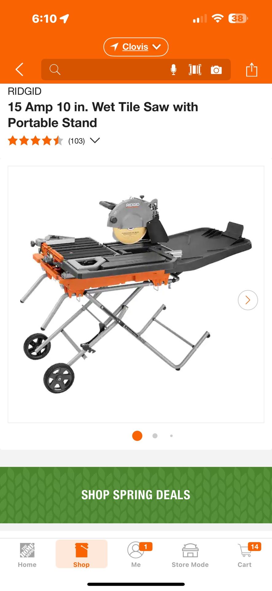 Rigid 15 Amp 10 in. Wet Tile Saw with Portable Stand